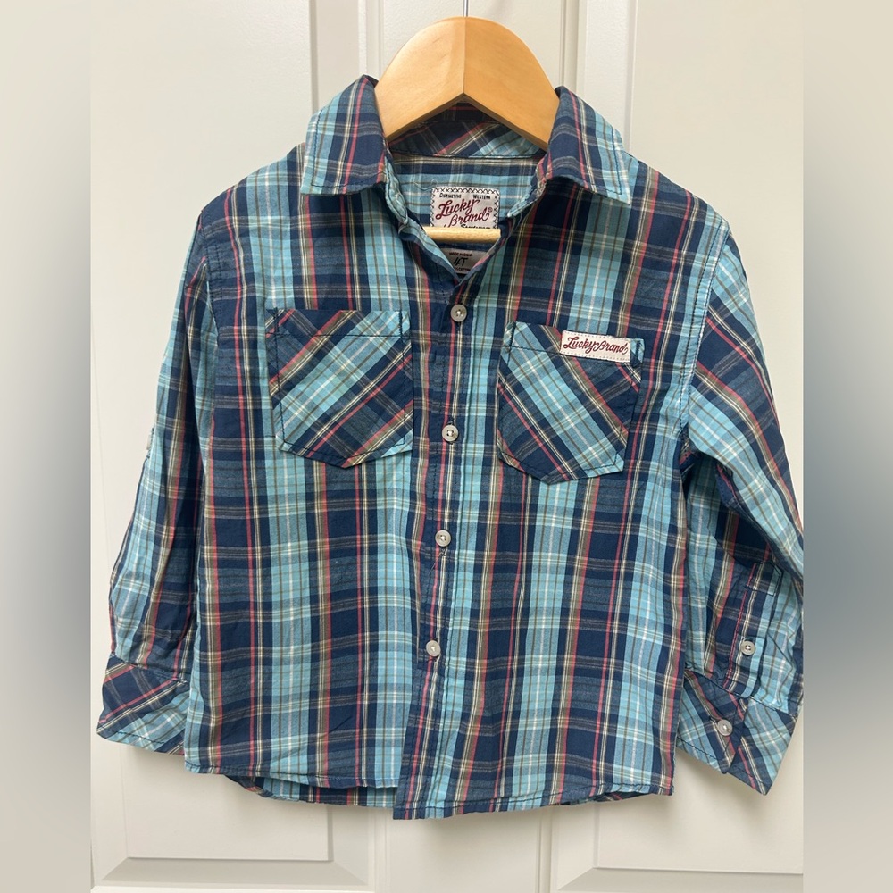 Lucky Brand Boys' Navy & Light Blue Plaid Button-Down Shirt
